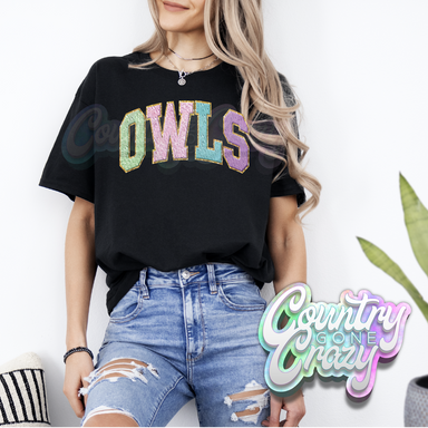 Owls - Faux Chenille - T-Shirt-Country Gone Crazy-Country Gone Crazy