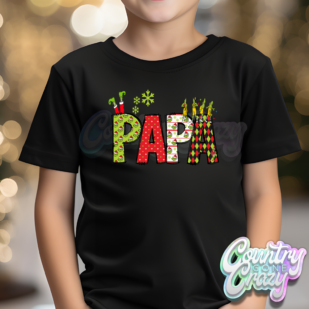 Papa - Red/Green Grinch - T-Shirt-Country Gone Crazy-Country Gone Crazy