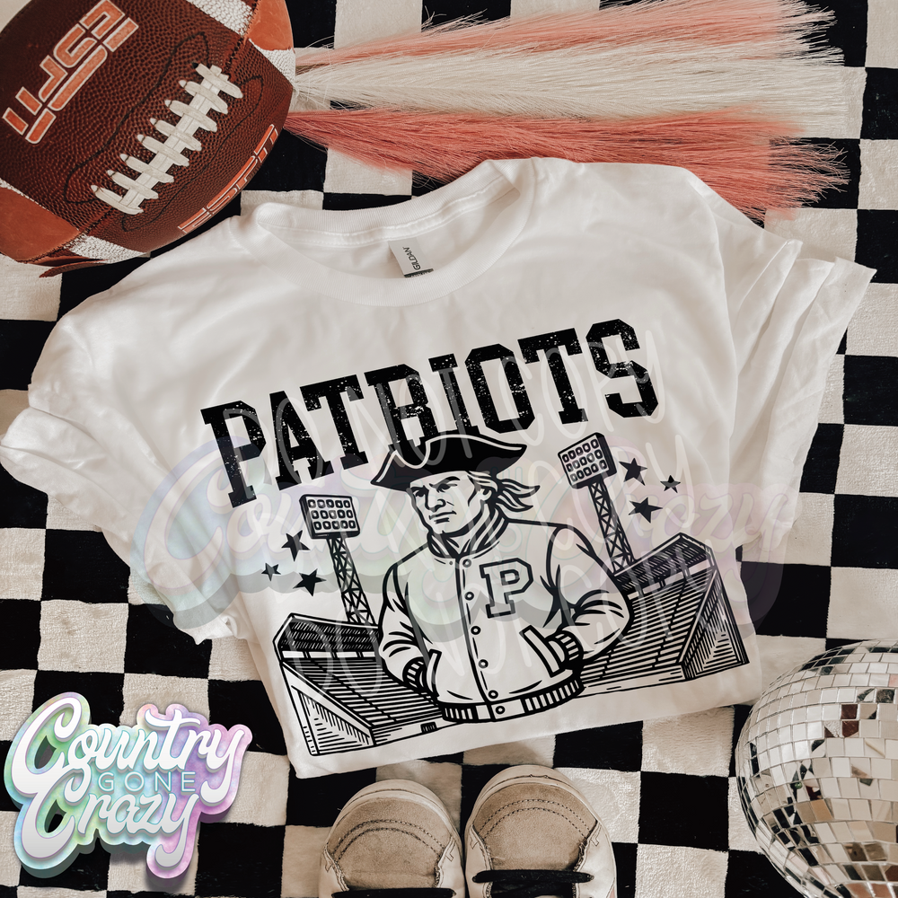 Patriots ~ Letterman ~ Natural T-Shirt-Country Gone Crazy-Country Gone Crazy