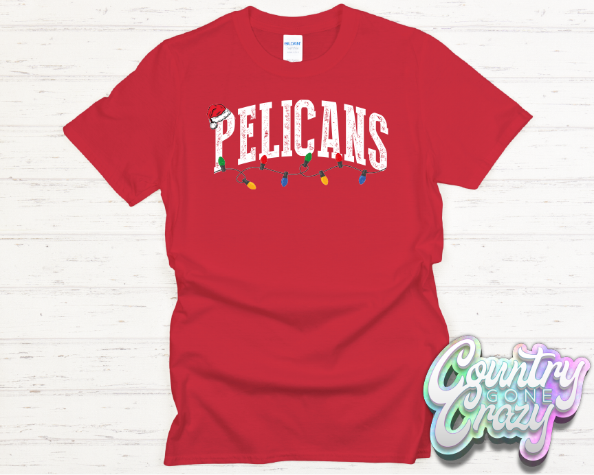 PELICANS - CHRISTMAS LIGHTS - T-SHIRT-Country Gone Crazy-Country Gone Crazy