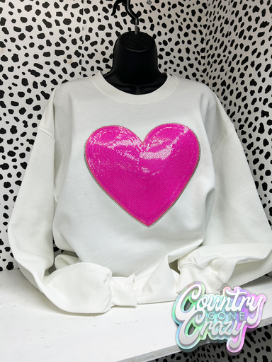 Pink Sequins Chenille Patch Sweatshirt-Gildan-Country Gone Crazy