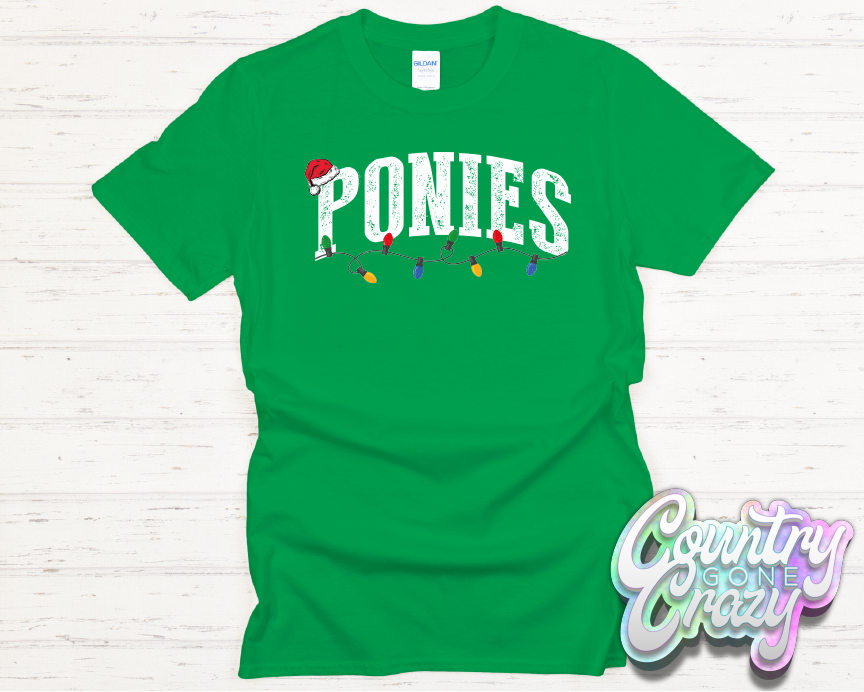 PONIES - CHRISTMAS LIGHTS - T-SHIRT-Country Gone Crazy-Country Gone Crazy