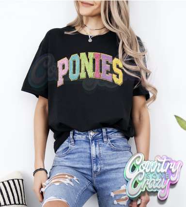PONIES - Faux Chenille - T-Shirt-Country Gone Crazy-Country Gone Crazy