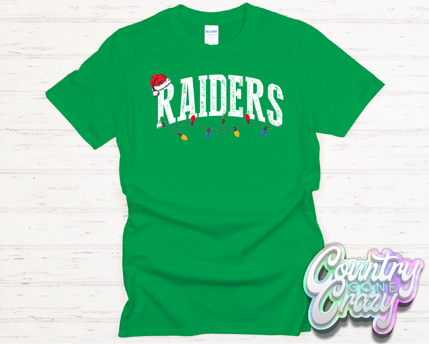 RAIDERS - CHRISTMAS LIGHTS - T-SHIRT-Country Gone Crazy-Country Gone Crazy