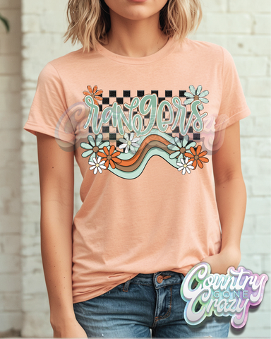 RANGERS ** BOHO WAVE** BELLA CANVAS HEATHER PEACH T-SHIRT-Country Gone Crazy-Country Gone Crazy