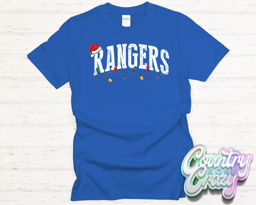 RANGERS - CHRISTMAS LIGHTS - T-SHIRT-Country Gone Crazy-Country Gone Crazy