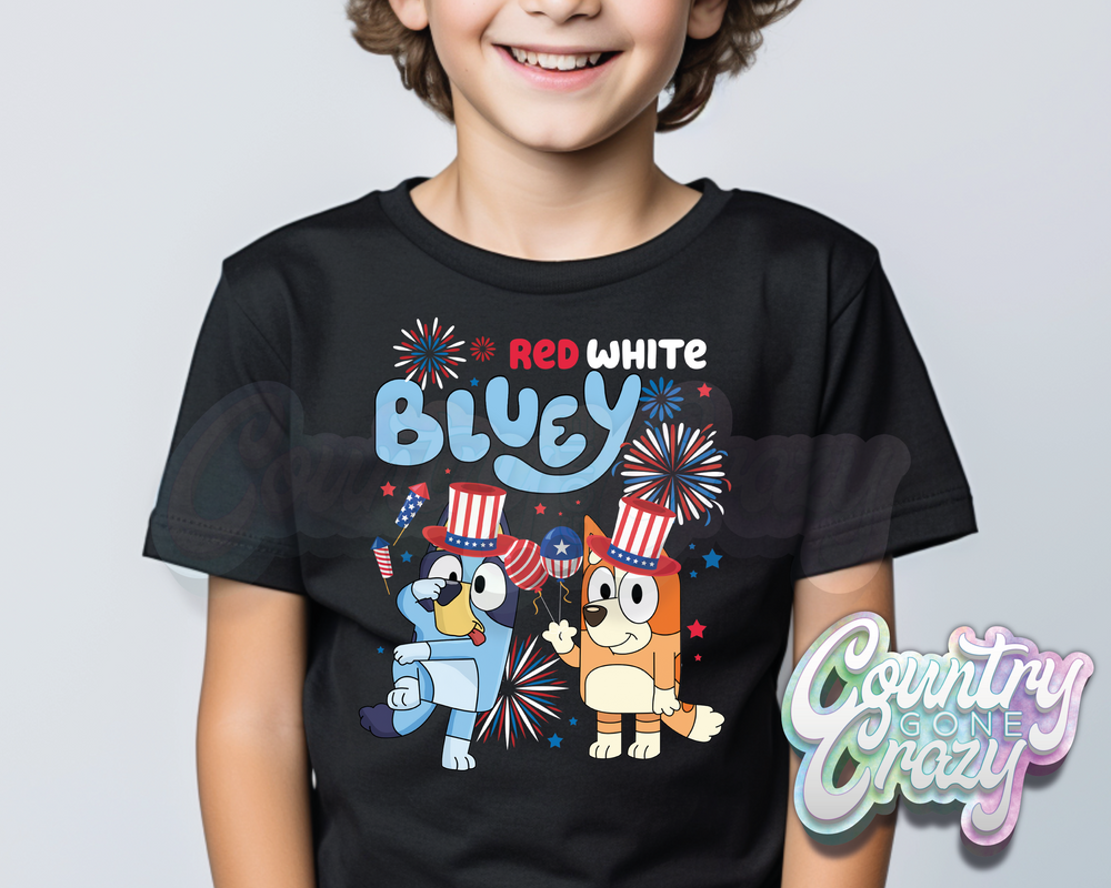 RED WHITE AND BLUEY T-SHIRT-Country Gone Crazy-Country Gone Crazy