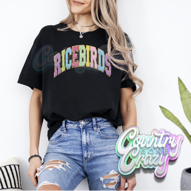 RICEBIRDS - Faux Chenille - T-Shirt-Country Gone Crazy-Country Gone Crazy