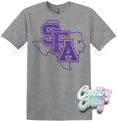 SFA- SPORTS GREY T-SHIRT-Country Gone Crazy-Country Gone Crazy