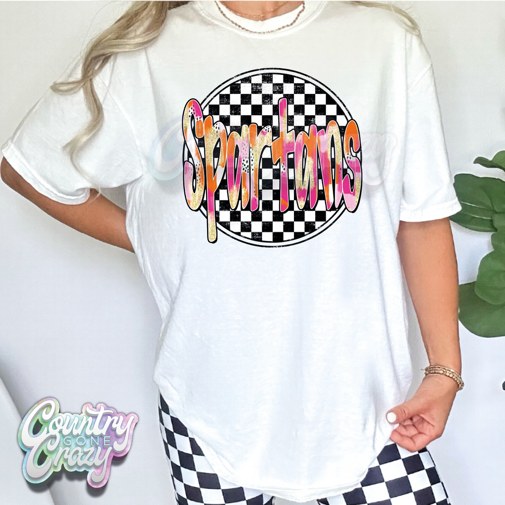 Spartans - Checkered Splash - T-Shirt-Country Gone Crazy-Country Gone Crazy