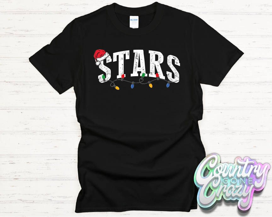 STARS - CHRISTMAS LIGHTS - T-SHIRT-Country Gone Crazy-Country Gone Crazy