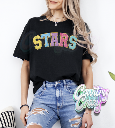 STARS - Faux Chenille - T-Shirt-Country Gone Crazy-Country Gone Crazy