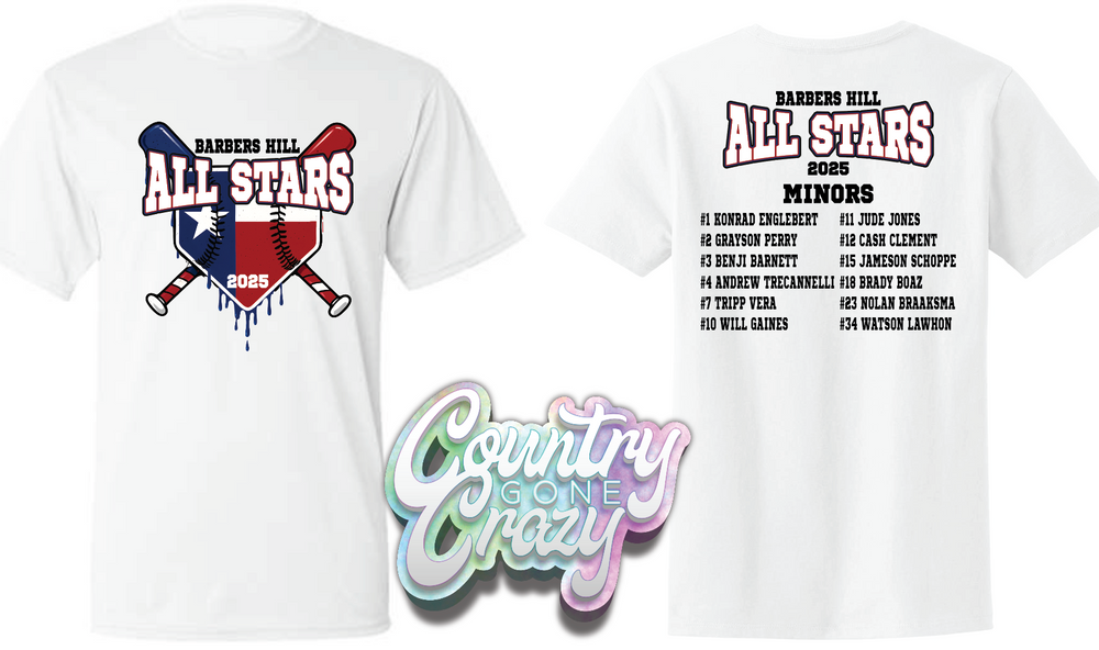 Barbers Hill All Stars Minors 2025 - Dry-Fit-Port & Company-Country Gone Crazy
