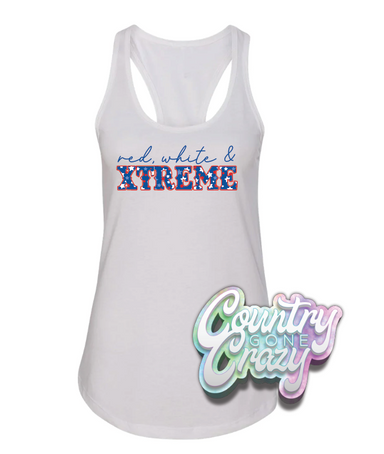 RED, WHITE AND XTREME - BELLA CANVAS FLOWY TANK TOP-Bella + Canvas-Country Gone Crazy