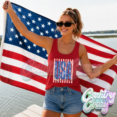 USA VERTICAL STRIPES RED-Country Gone Crazy-Country Gone Crazy