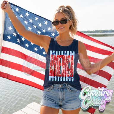 AMERICA VERTICAL STRIPES BLUE-Country Gone Crazy-Country Gone Crazy