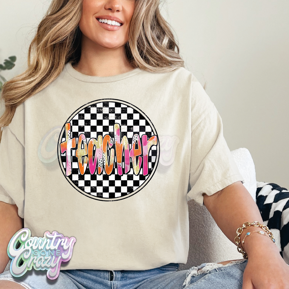 Teacher - Checkered Splash - T-Shirt-Country Gone Crazy-Country Gone Crazy