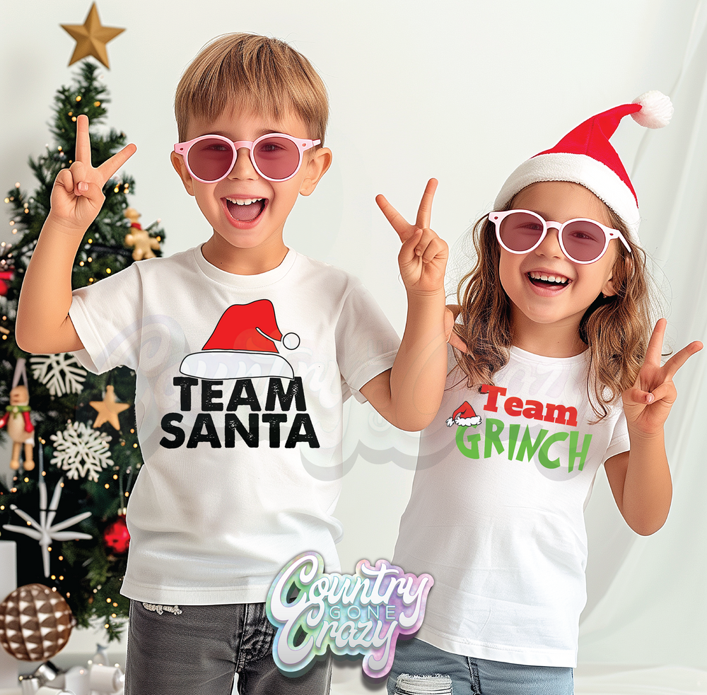 TEAM SANTA/ TEAM GRINCH - WHITE - T-Shirt-Country Gone Crazy-Country Gone Crazy