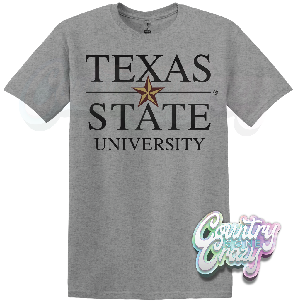 TEXAS STATE - SPORTS GREY T-SHIRT-Country Gone Crazy-Country Gone Crazy