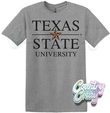 TEXAS STATE - SPORTS GREY T-SHIRT-Country Gone Crazy-Country Gone Crazy