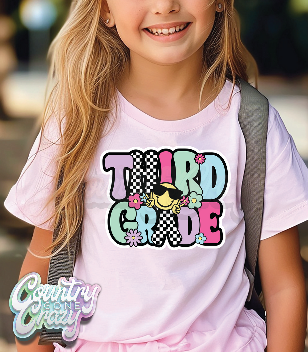 RETRO - THIRD GRADE / LT. PINK T-SHIRT-Country Gone Crazy-Country Gone Crazy