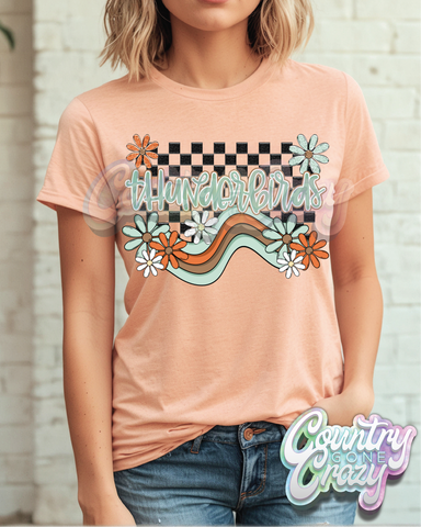 THUNDERBIRDS ** BOHO WAVE** BELLA CANVAS HEATHER PEACH T-SHIRT-Country Gone Crazy-Country Gone Crazy