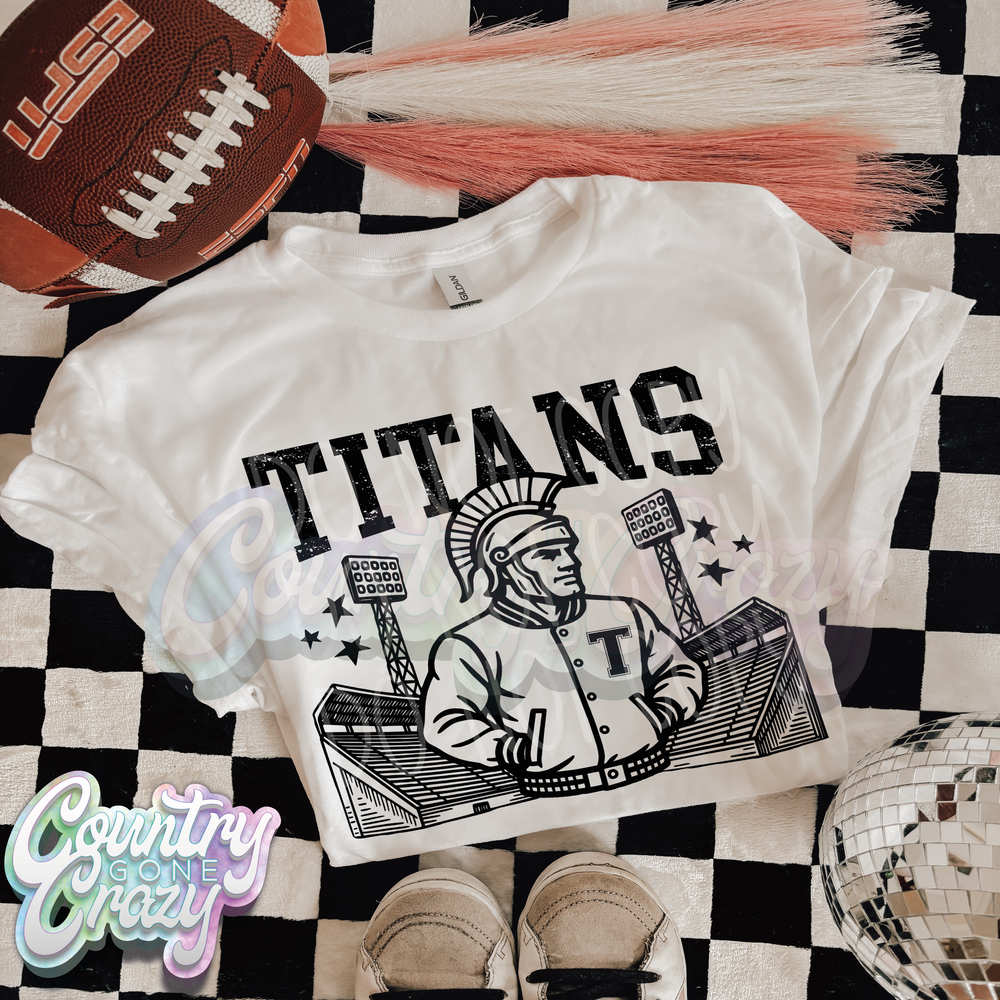 Titans ~ Letterman ~ Natural T-Shirt-Country Gone Crazy-Country Gone Crazy