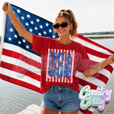 USA VERTICAL STRIPES RED-Country Gone Crazy-Country Gone Crazy