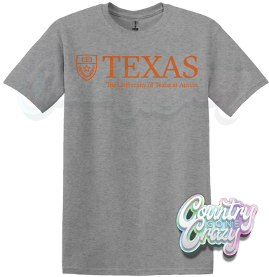 UNIVERSITY OF AUSTIN - SPORTS GREY T-SHIRT-Country Gone Crazy-Country Gone Crazy