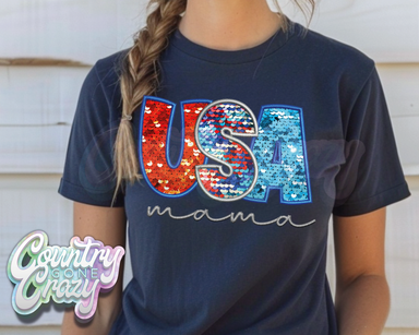 USA MAMA T-SHIRT-Country Gone Crazy-Country Gone Crazy