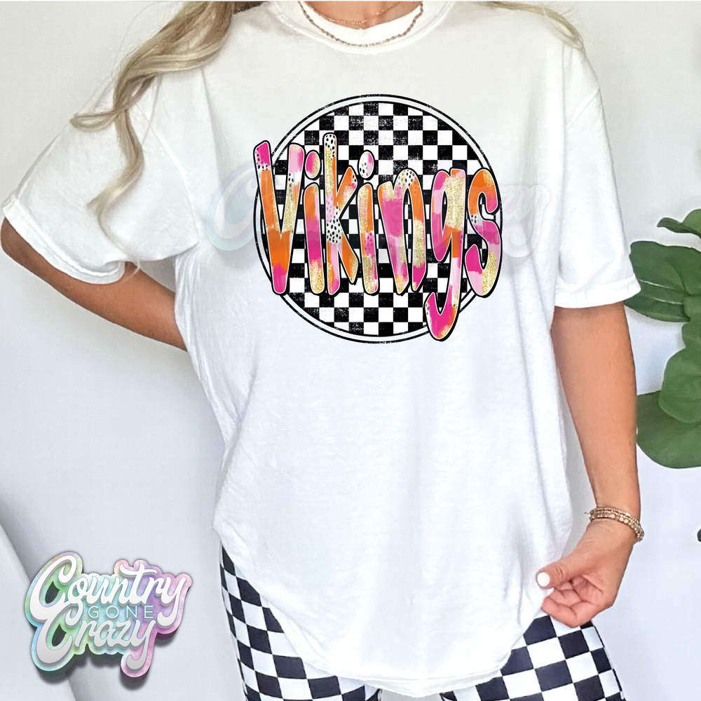 Vikings - Checkered Splash - T-Shirt-Country Gone Crazy-Country Gone Crazy