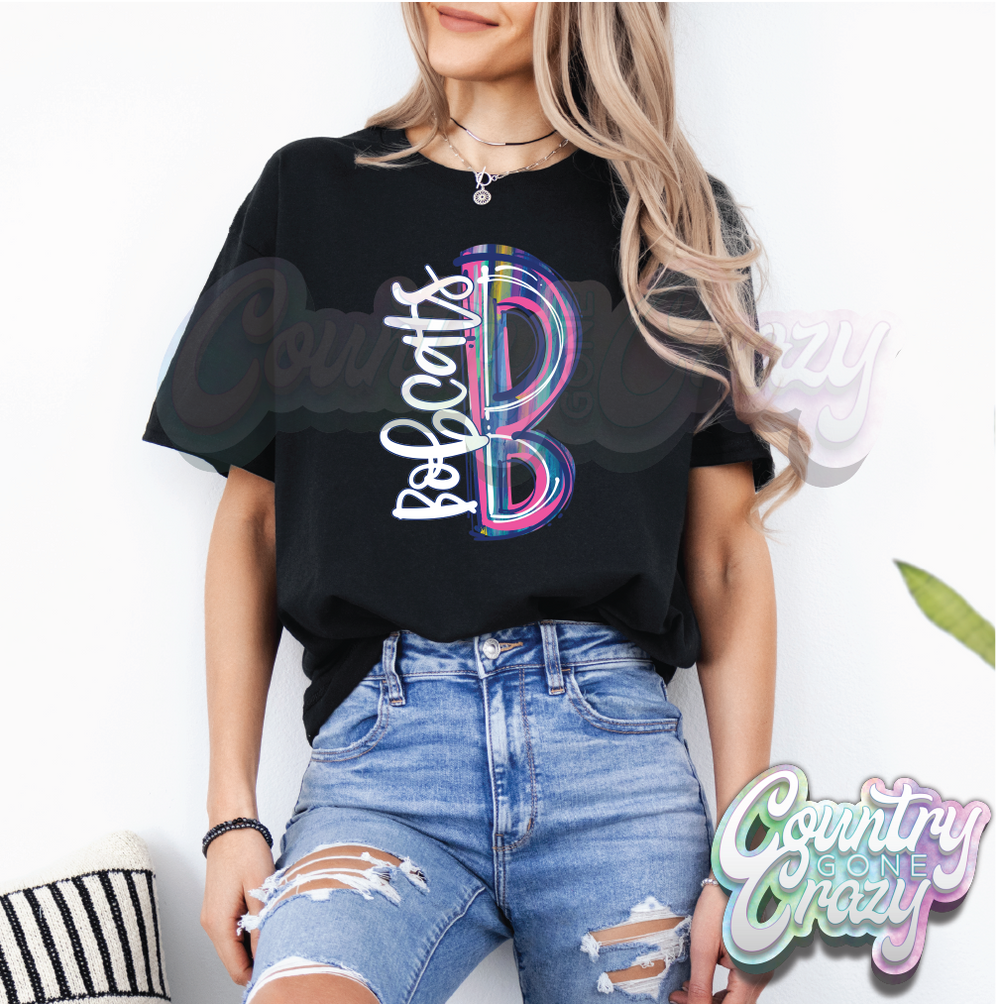 Bobcats • Water Color • T-Shirt-Country Gone Crazy-Country Gone Crazy