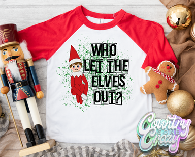 Who Let The Elves Out? - Red/White Raglan-Country Gone Crazy-Country Gone Crazy