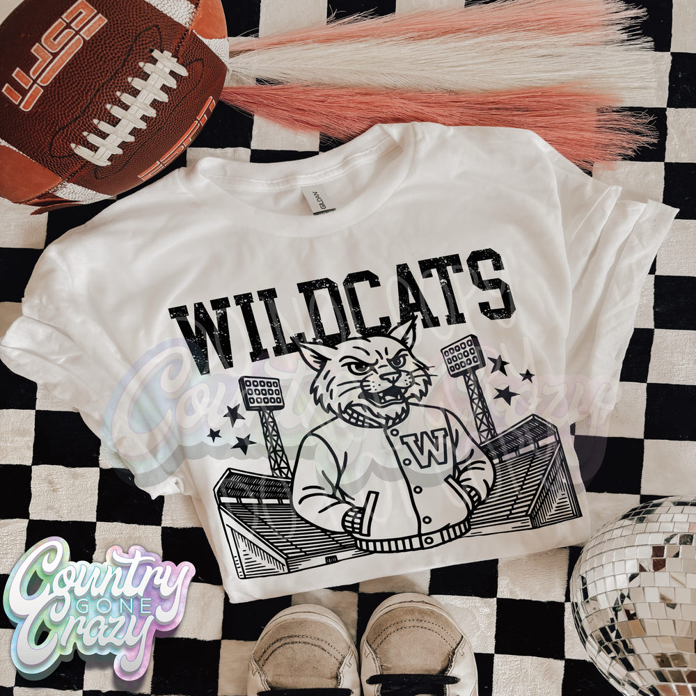 Wildcats ~ Letterman ~ Natural T-Shirt-Country Gone Crazy-Country Gone Crazy