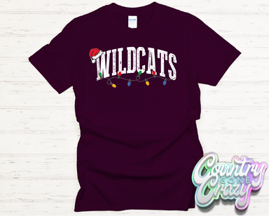WILDCATS - CHRISTMAS LIGHTS - T-SHIRT-Country Gone Crazy-Country Gone Crazy