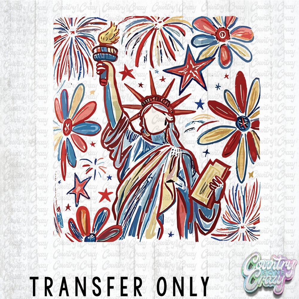 HT4378 • RED WHITE BLUE LADY LIBERTY-Country Gone Crazy-Country Gone Crazy