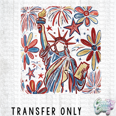 HT4378 • RED WHITE BLUE LADY LIBERTY-Country Gone Crazy-Country Gone Crazy