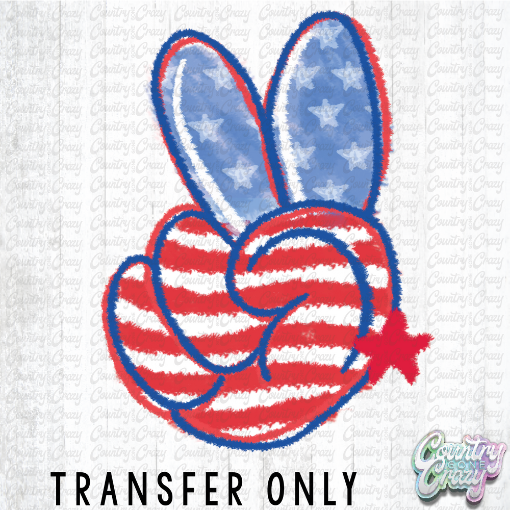 HT4387 •RED WHITE BLUE HAND-Country Gone Crazy-Country Gone Crazy