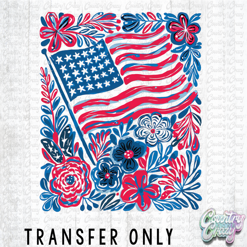 HT4431 • BOHO FLORAL FLAG-Country Gone Crazy-Country Gone Crazy
