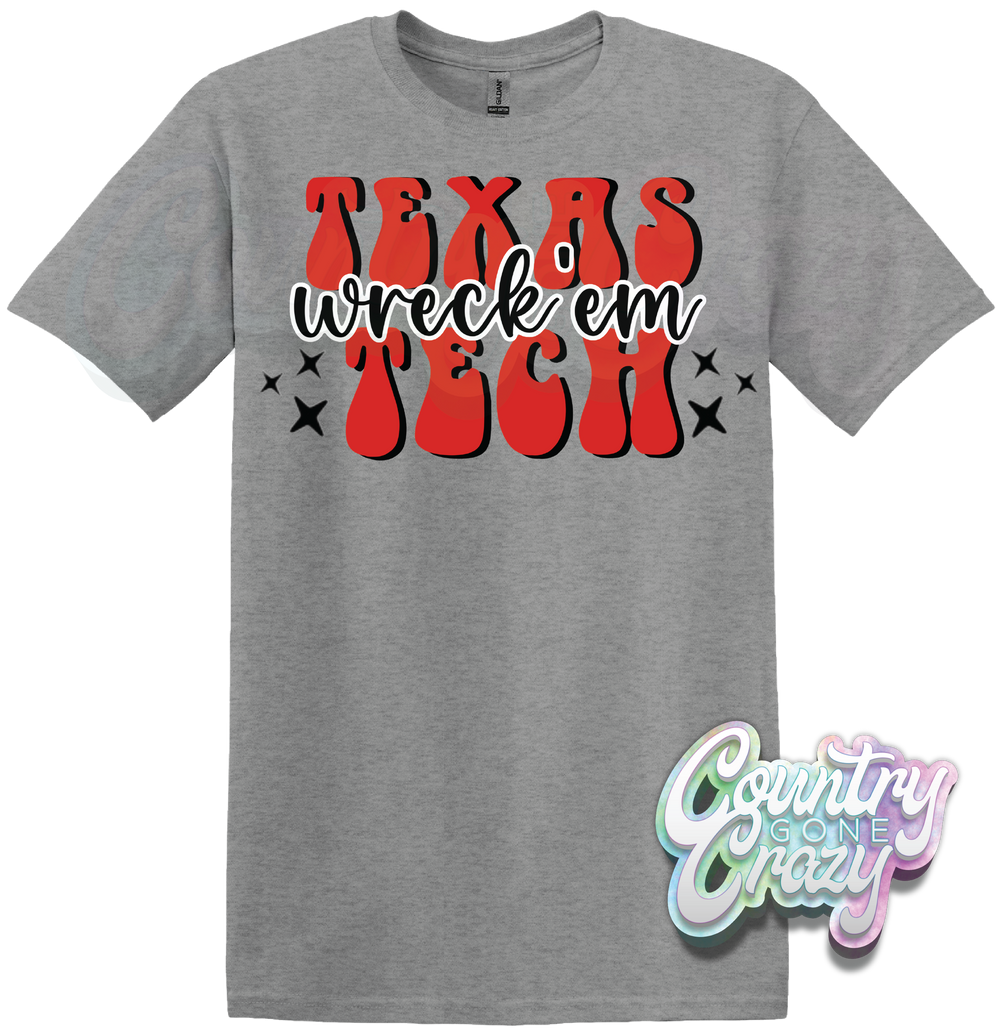 WRECK EM - SPORTS GREY T-SHIRT-Country Gone Crazy-Country Gone Crazy