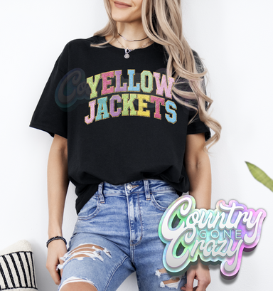YELLOWJACKETS - Faux Chenille - T-Shirt-Country Gone Crazy-Country Gone Crazy