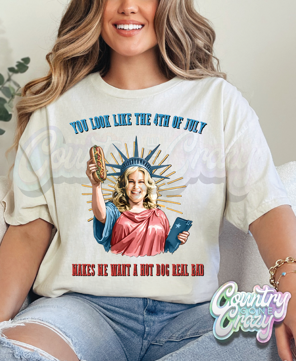 YOU LOOK LIKE THE FOURTH OF JULY // NATURAL T-SHIRT-Country Gone Crazy-Country Gone Crazy