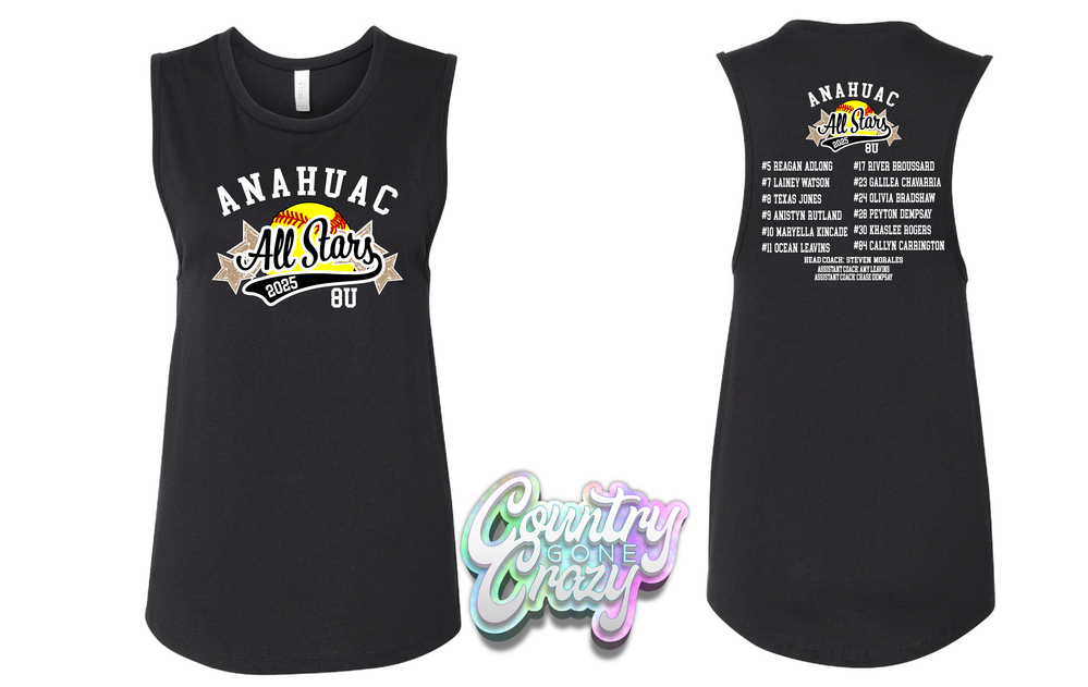 Anahuac 8U All Stars - Bella Canvas Women's Jersey Tank-Bella + Canvas-Country Gone Crazy