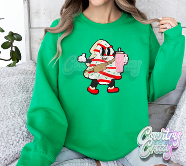 Christmas Cake with Stanley Chenille Patch - Sweatshirt-Country Gone Crazy-Country Gone Crazy