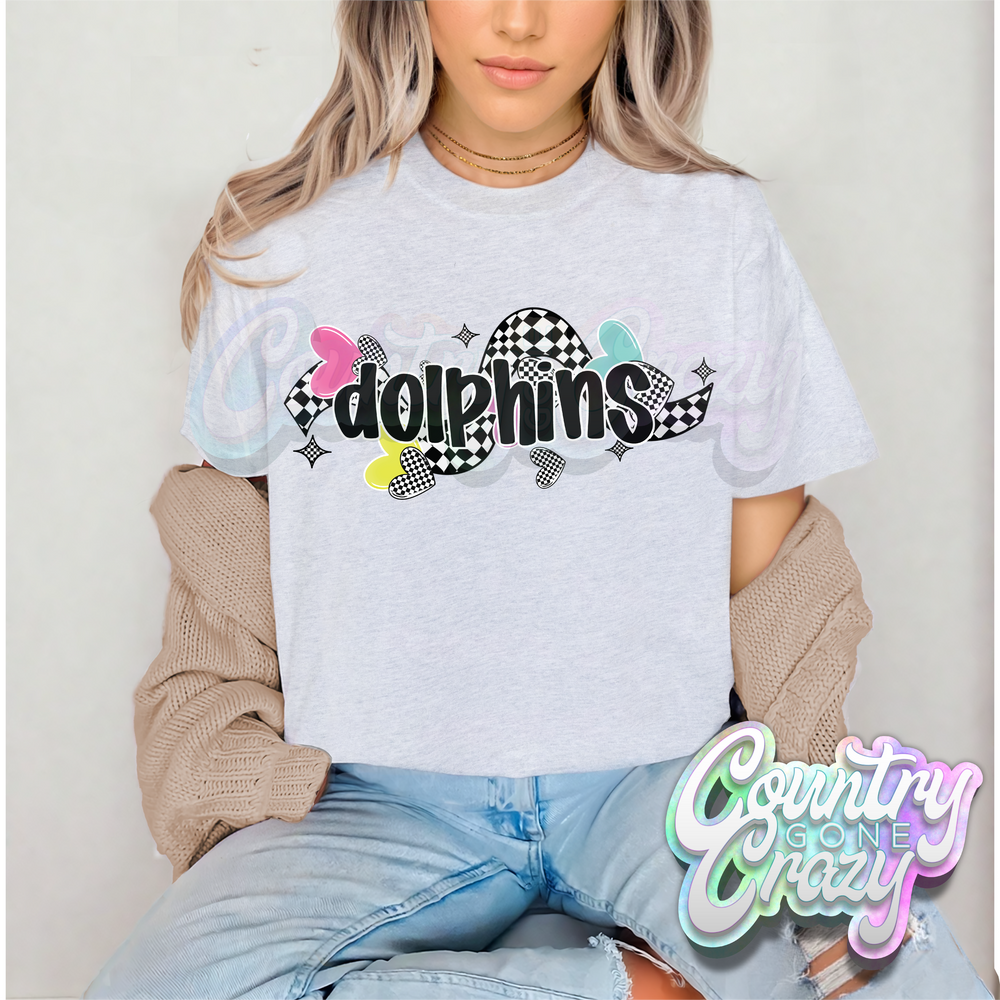 CHECKERED CRUSH • DOLPHINS • T-Shirt-Country Gone Crazy-Country Gone Crazy