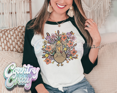 WEDNESDAY SALE - THANKSGIVING 3/4 SLEEVE RAGLAN -Country Gone Crazy-Country Gone Crazy