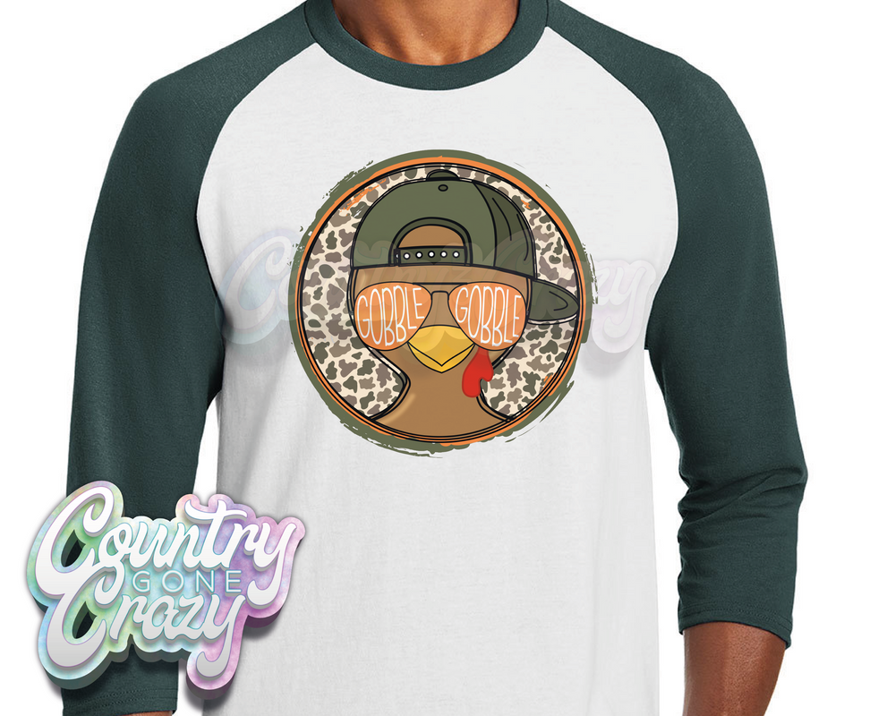 WEDNESDAY SALE - THANKSGIVING 3/4 SLEEVE RAGLAN -Country Gone Crazy-Country Gone Crazy