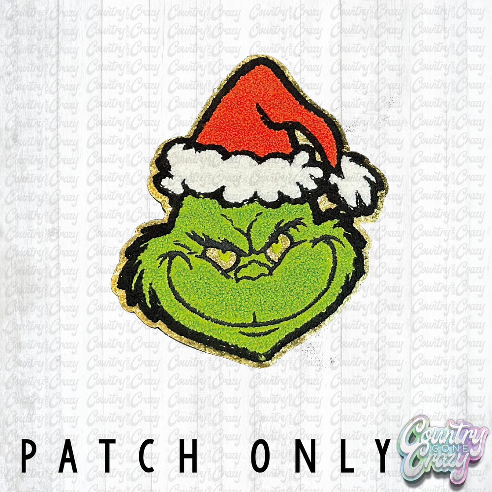 Small Grinch Chenille Iron-On Patch-Country Gone Crazy-Country Gone Crazy