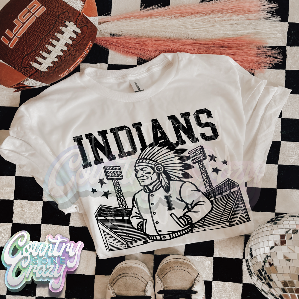 Indians ~ Letterman ~ Natural T-Shirt-Country Gone Crazy-Country Gone Crazy