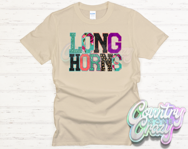 Longhorns Faux Applique T-Shirt-Country Gone Crazy-Country Gone Crazy